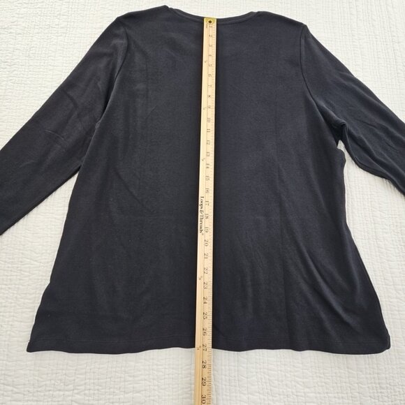 Kim Rogers Perfectly Soft Tee NEW Women's XXL Deep Black 3/4 Length Sleeve NWT - Picture 12 of 13